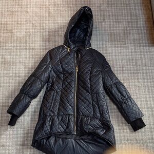 Alice + Olivia Quilted Black Hooded Jacket
